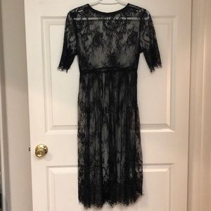 Black lace see through dress